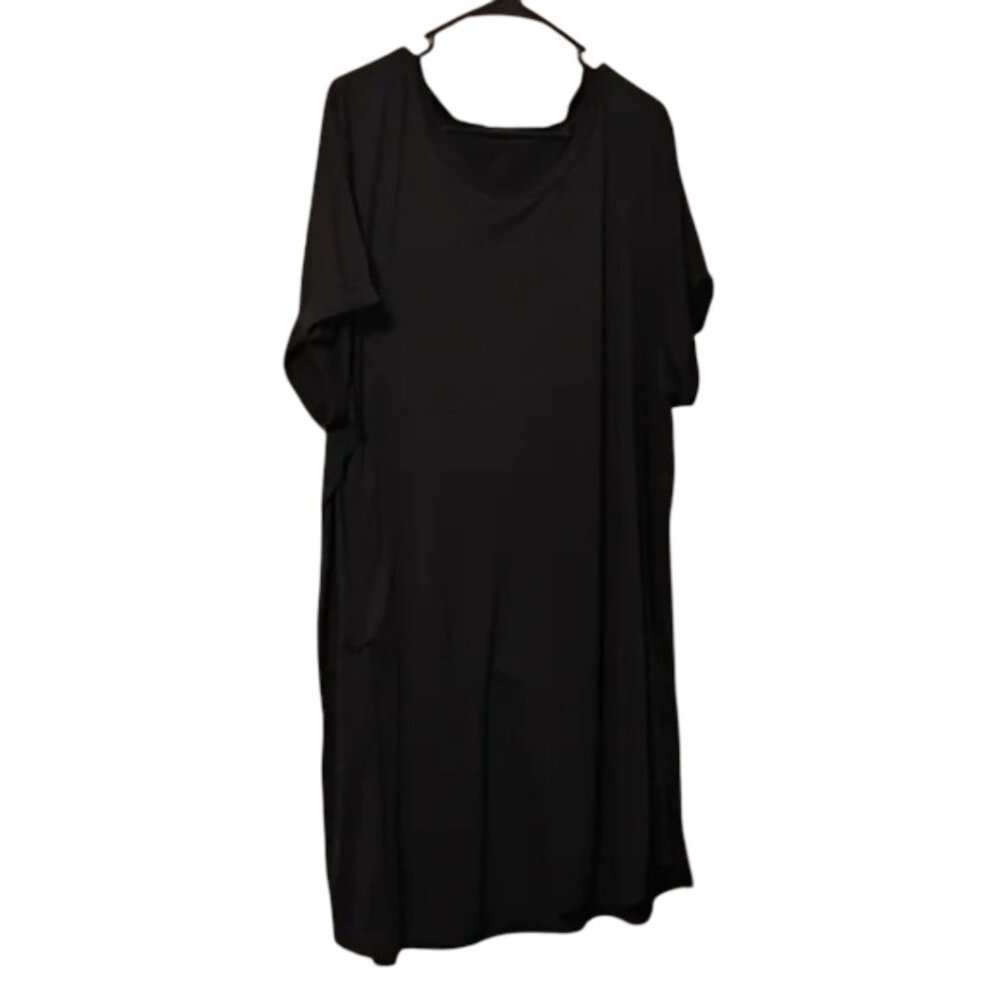 Classic Black Women's Draped Midi Dress